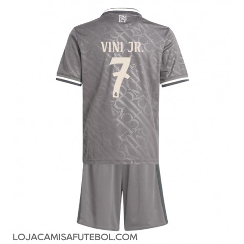 Camisa de Futebol Real Madrid Vinicius Junior #7 Equipamento Alternativo Infantil 2024-25 Manga Curta (+ Calças curtas)